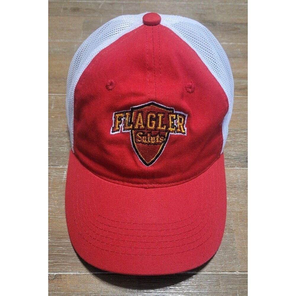 Flagler College Saints Florida Hat Red Adjustable Strap Outdoor Cap White Mesh